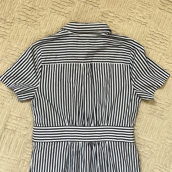 1901 Navy White Striped Button Down Shirt Dress, 100% cotton,  Size 10 - Picture 10 of 13